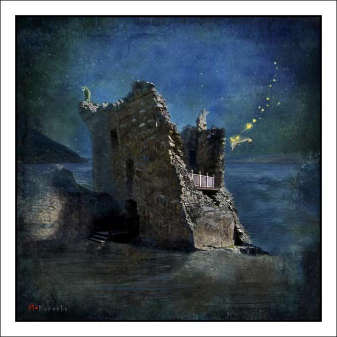 The Castle's Night-Time Secret Art Print from an original painting by artist Matylda Konecka