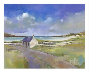 Cottage on the Shore, Balnakeil Art Print from an original painting by artist Kate Philp