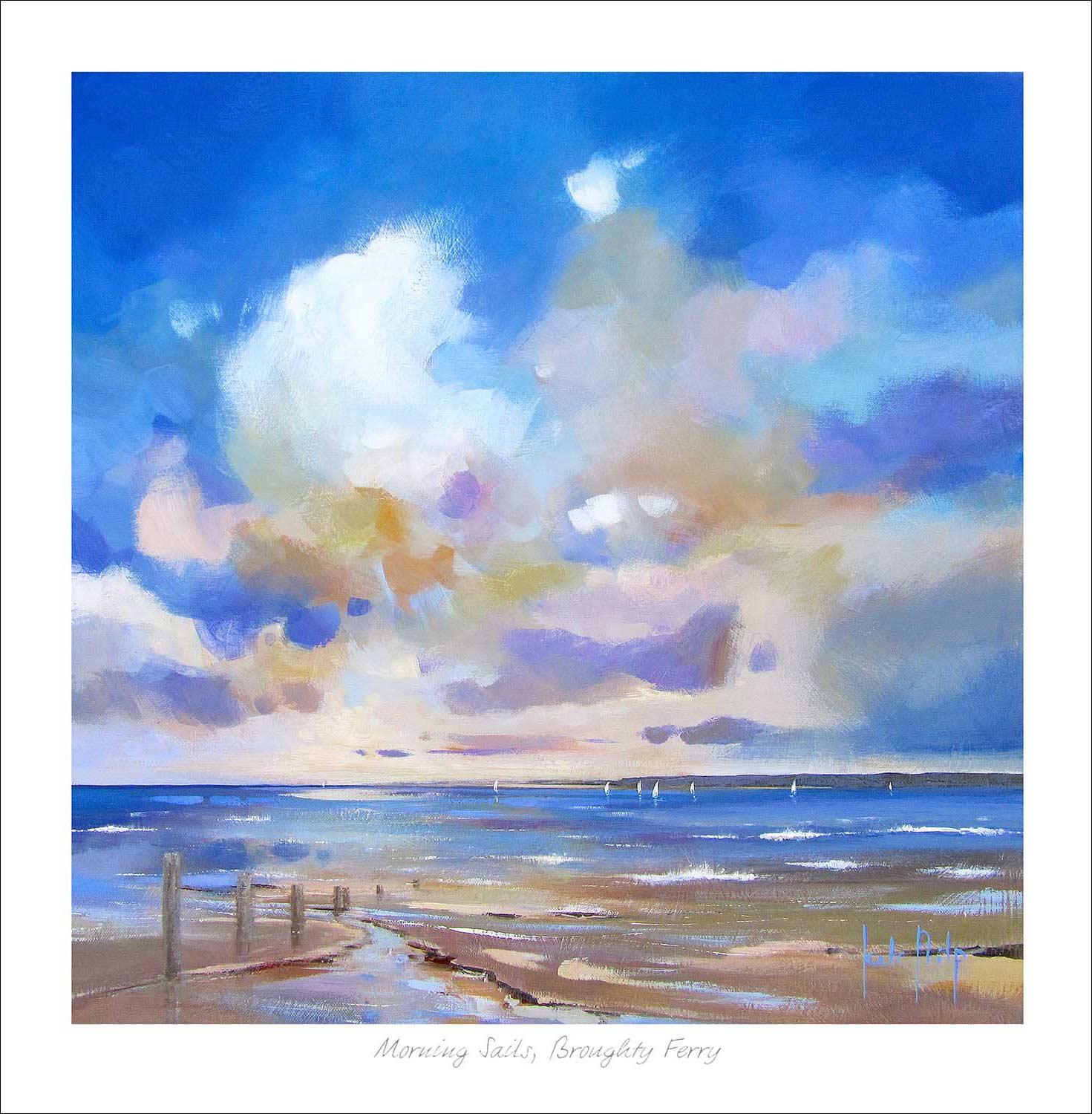 Morning Sails, Broughty Ferry Art Print from an original painting by artist Kate Philp