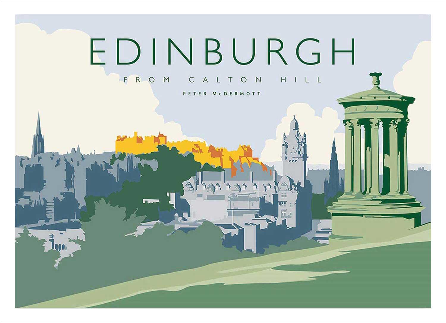 Edinburgh from Calton Hill Art Print from an original illustration by artist Peter McDermott