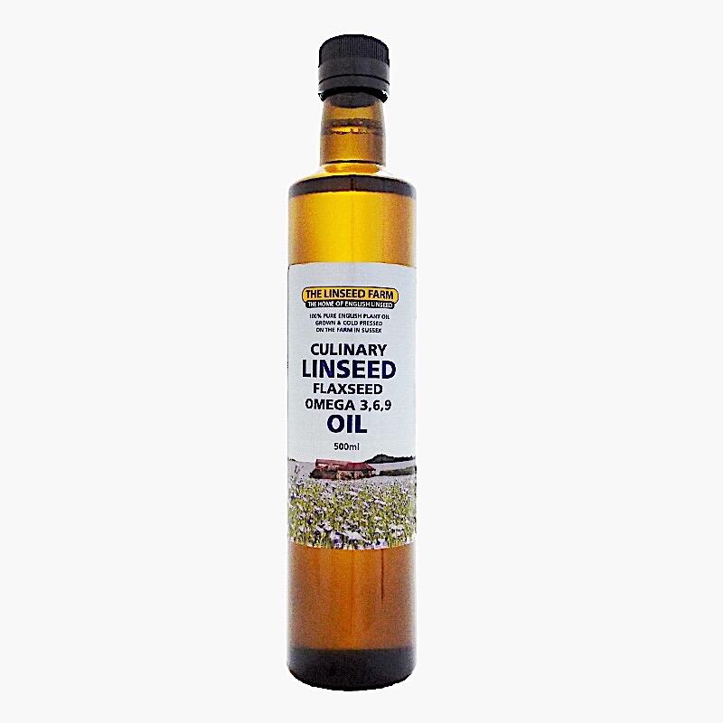 A 500ml bottle of culinary Linseed Oil (Flaxseed Oil)