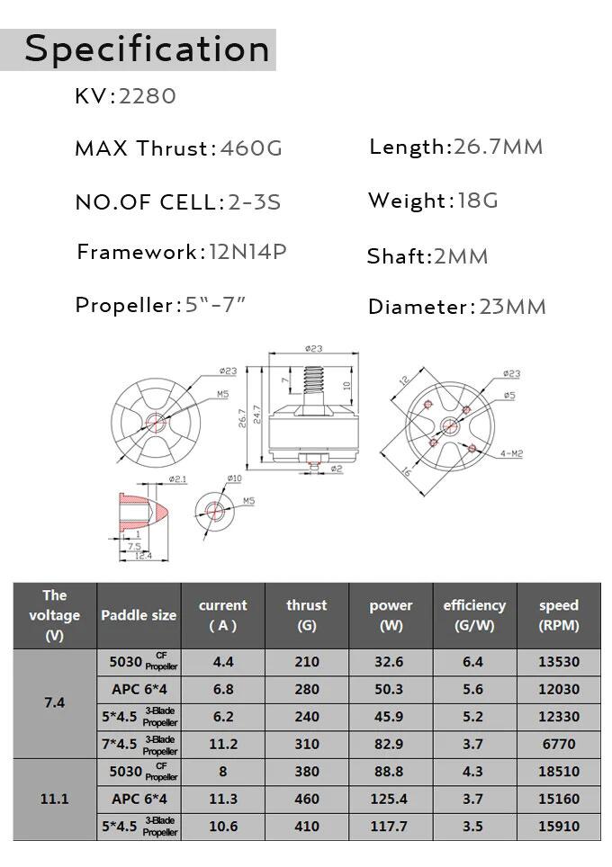 Emax MT1806 2280kv Brushless Motor