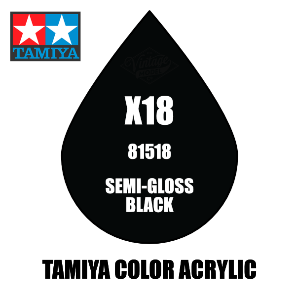 Tamiya Acrylic Model Paints: Semi-Gloss Black (X-18)