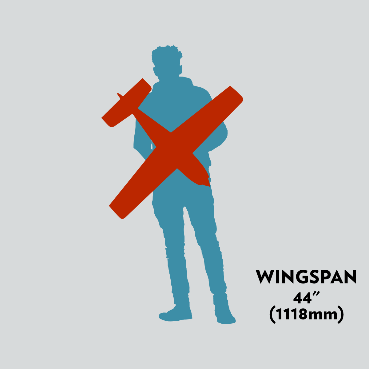 44" (1118mm) Wingspan