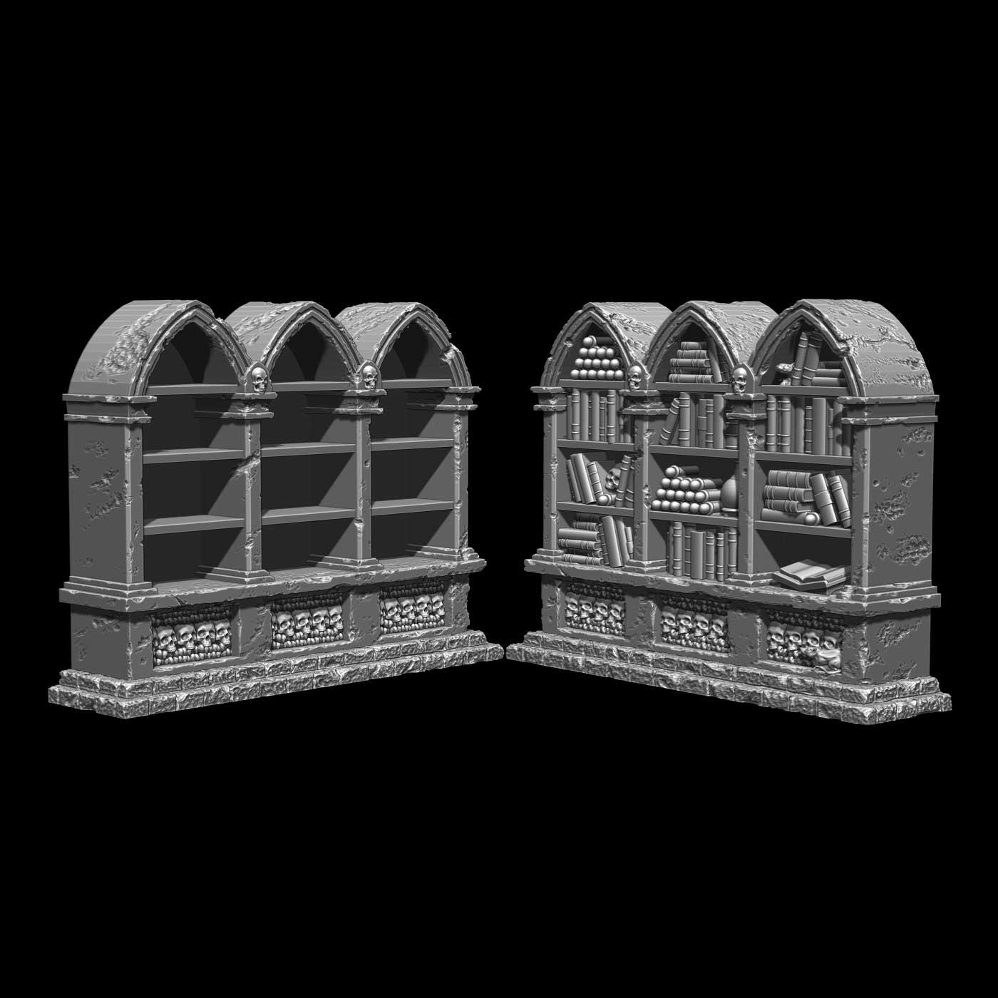 Picture of Gothic Bookcase set STL file - Main Image