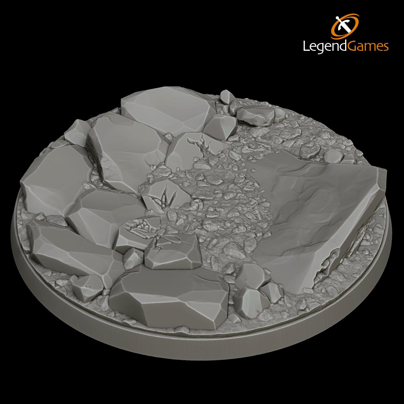 Picture of 80mm Round Rock Base for Warhammer Age of Sigmar and similar games STL file - Main Image