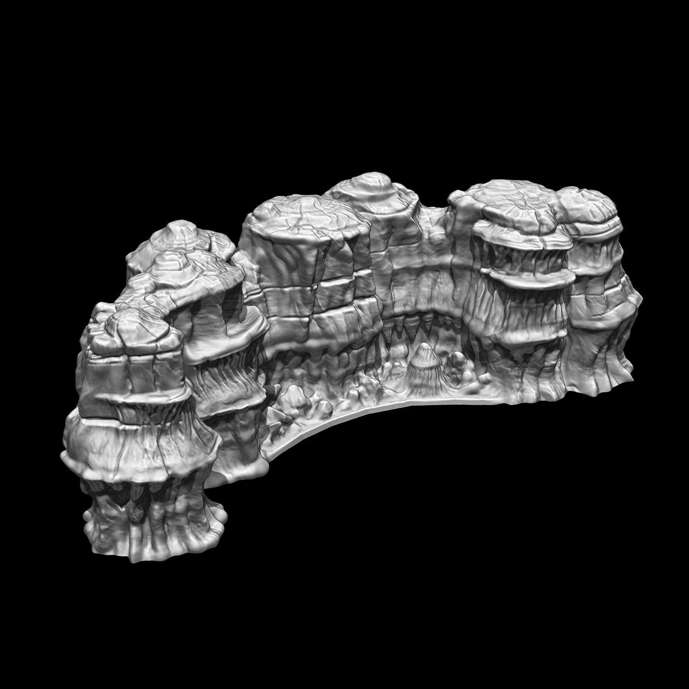 Picture of Curved Cavern Wall STL file - Main Image