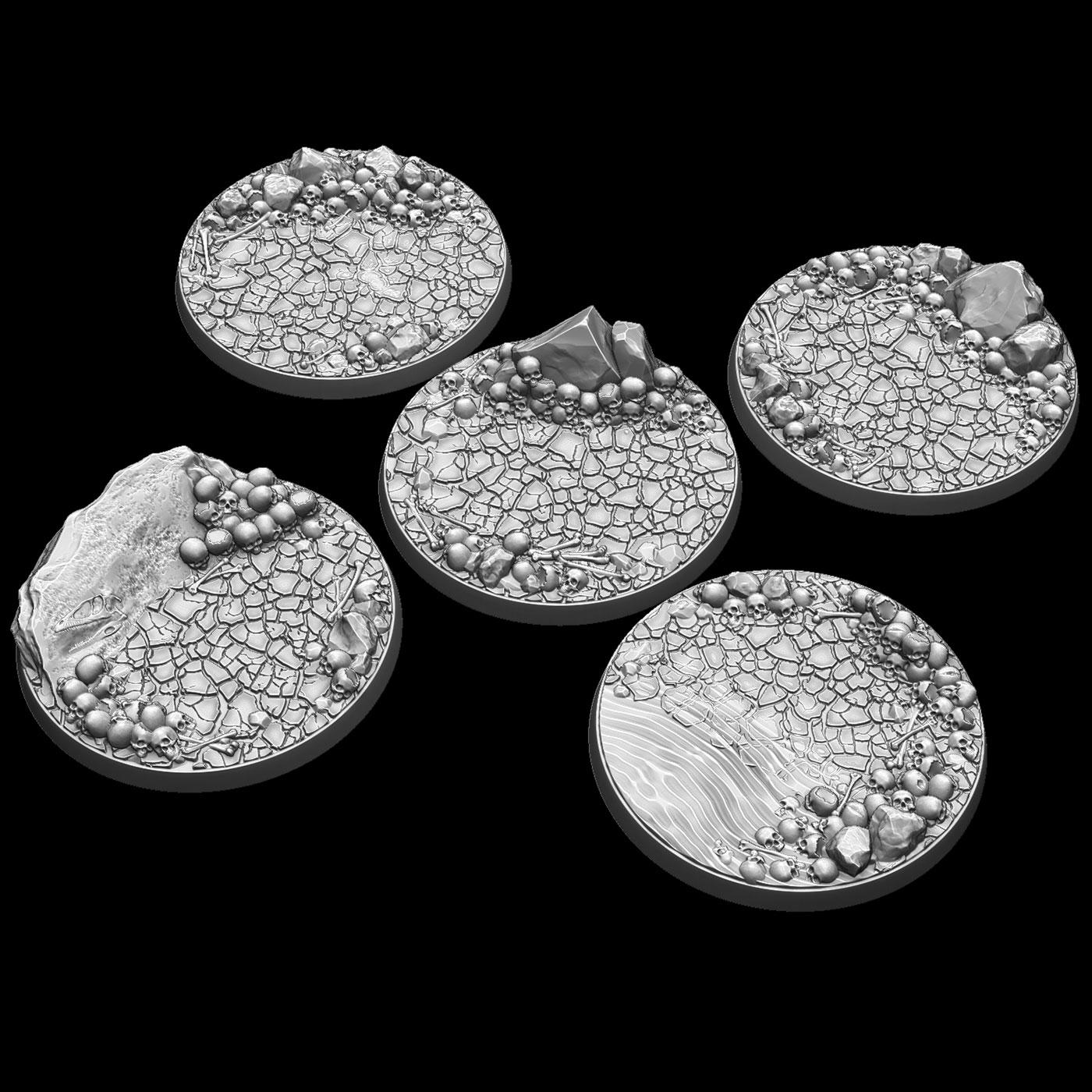 Picture of 60mm Skull Bases x6 STL file - Main Image