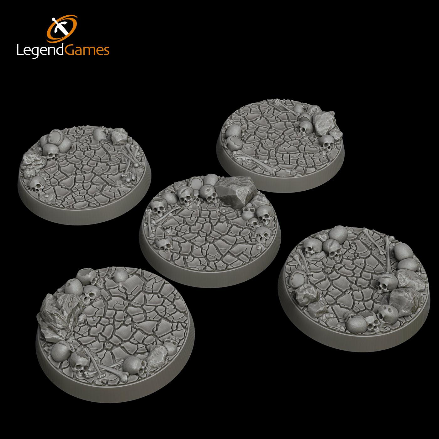 Picture of 32mm round Skull and Cracked Earth Bases x5 STL file - Main Image