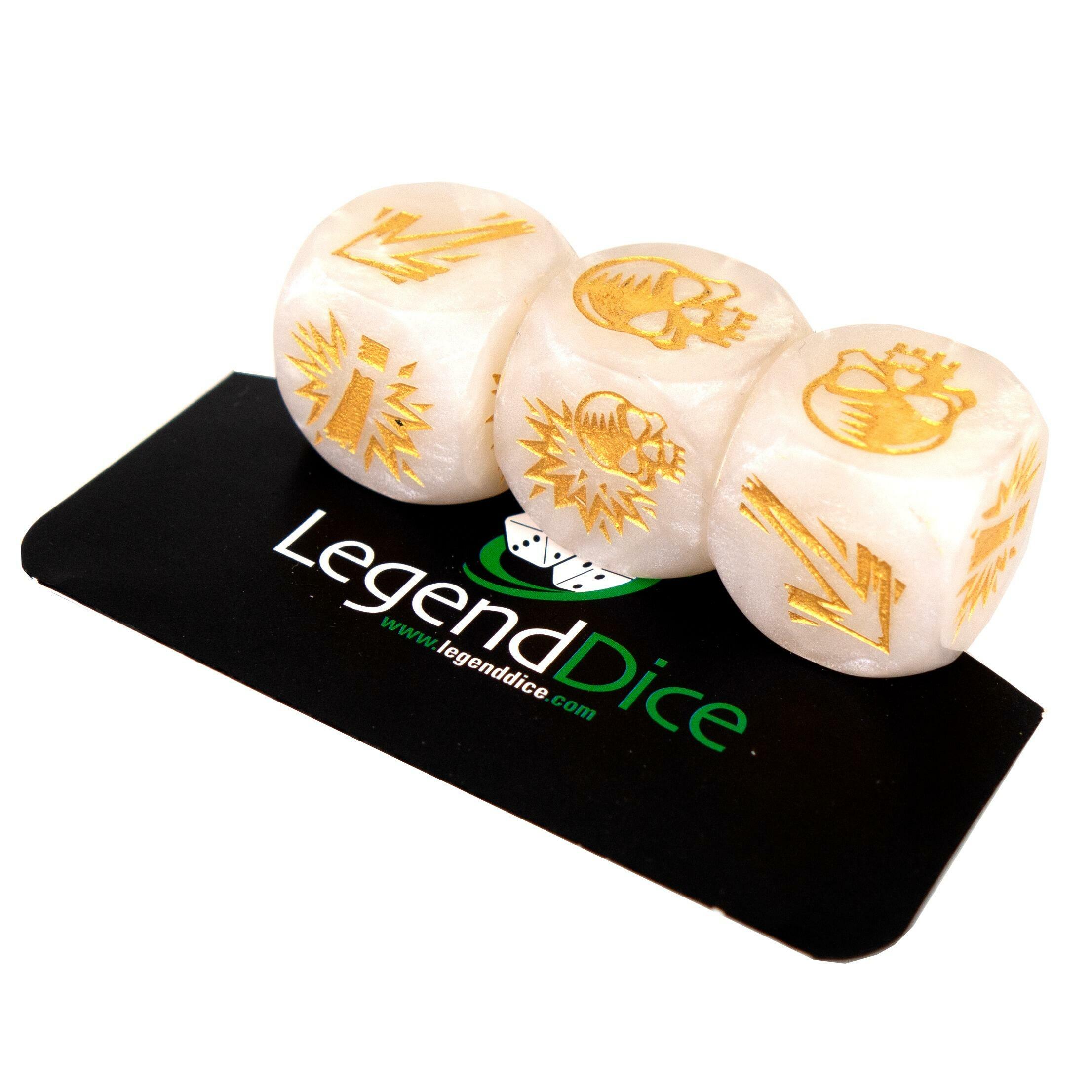 Picture of Blocking Dice Set - Pearl White (Gold) with bag