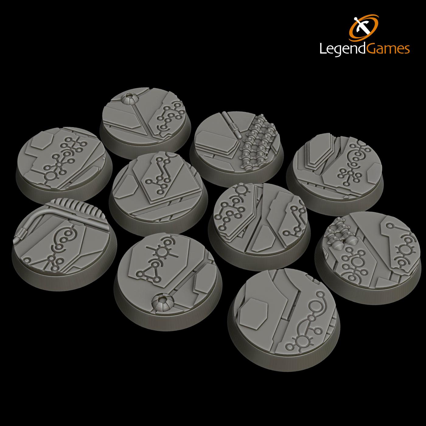 Picture of Necron 25mm round Tech bases x10 STL file - Main Image