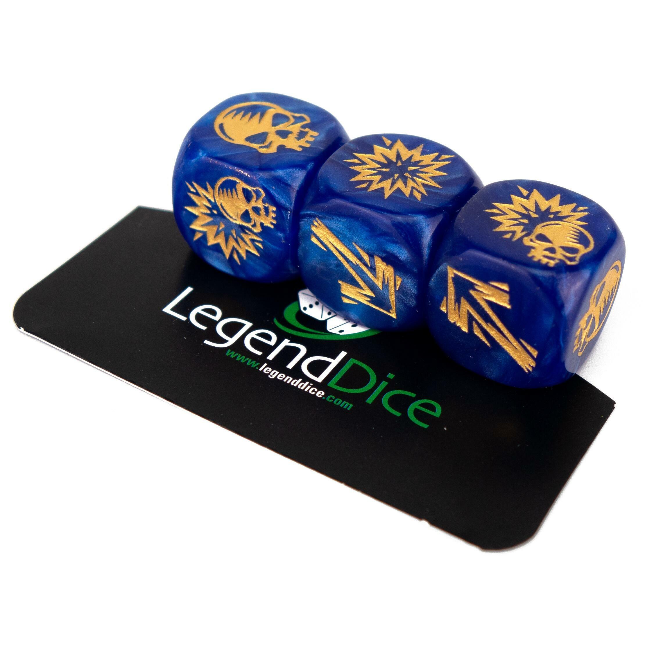 Picture of Blocking Dice Set - Pearl Blue (Gold) with bag