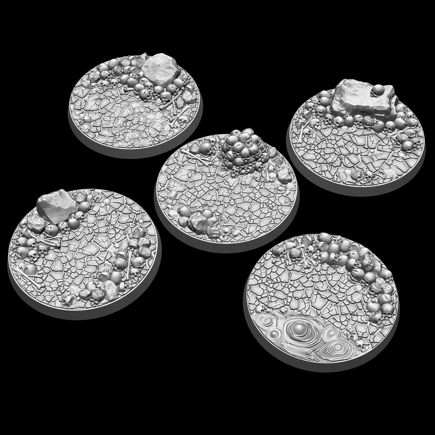 Picture of 50mm Skull Bases x5 STL file - Main Image