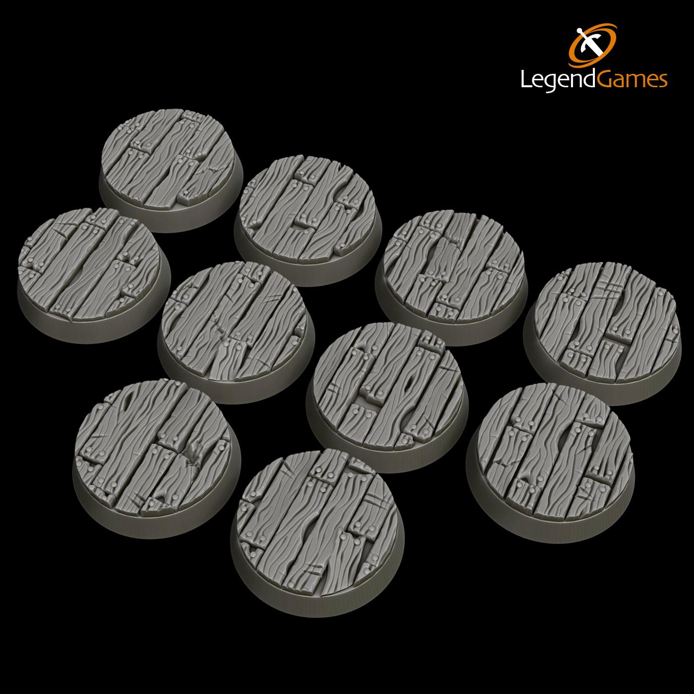 Picture of 25mm round wooden plank bases x10 STL file - Main Image