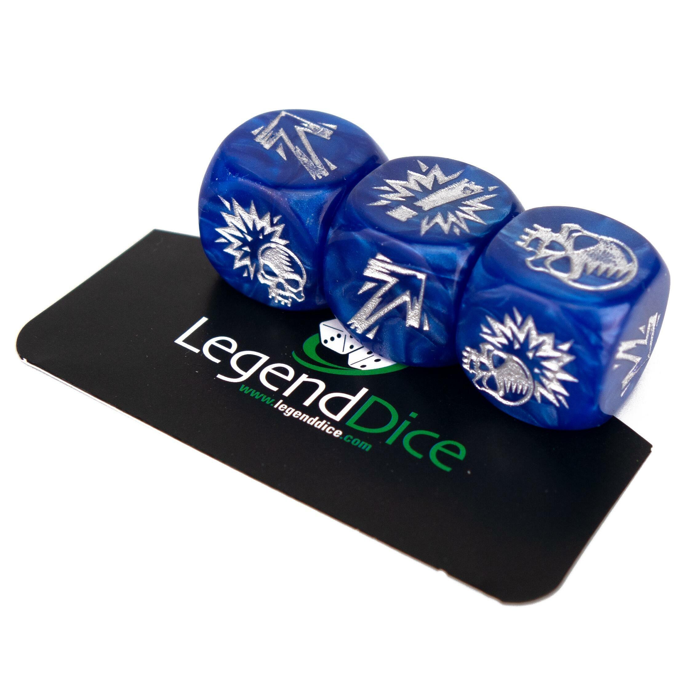 Picture of Blocking Dice Set - Pearl Blue (Silver) with bag