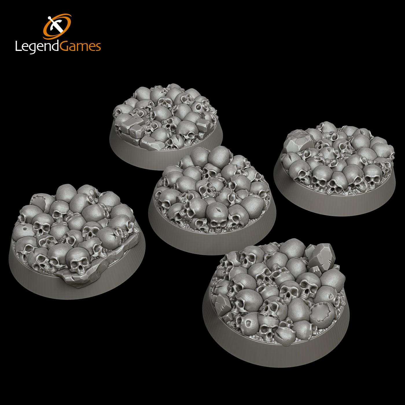 Picture of 25mm round Skull bases x5 STL file - Main Image