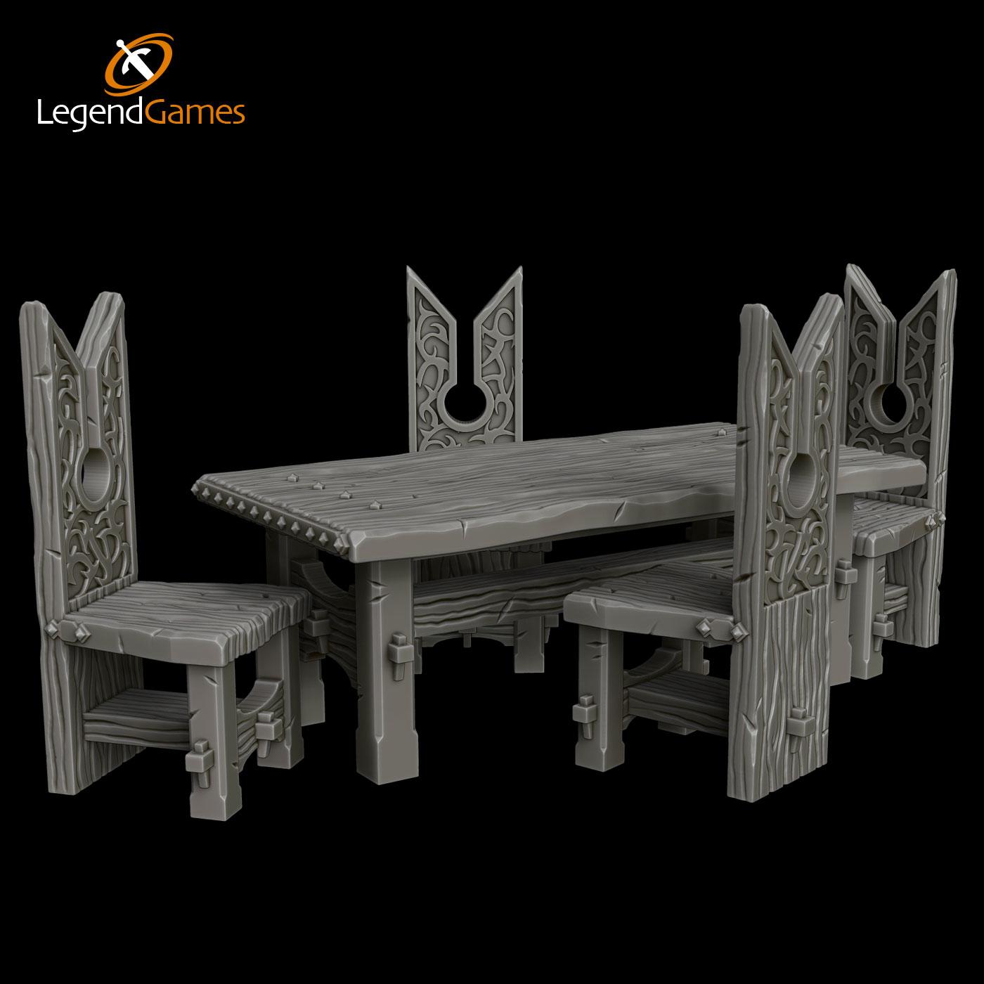 Picture of Drow Tavern Table and Chair set STL file - Main Image