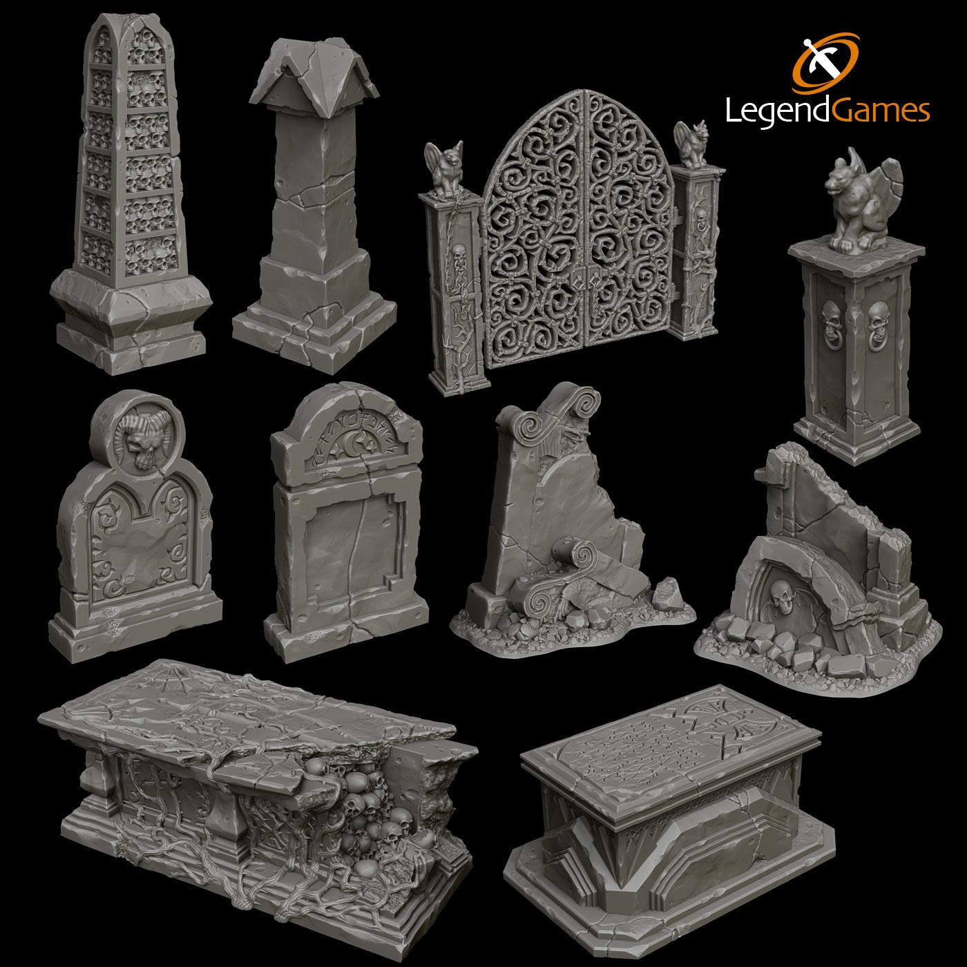 Picture of Complete Graveyard set STL file - Main Image