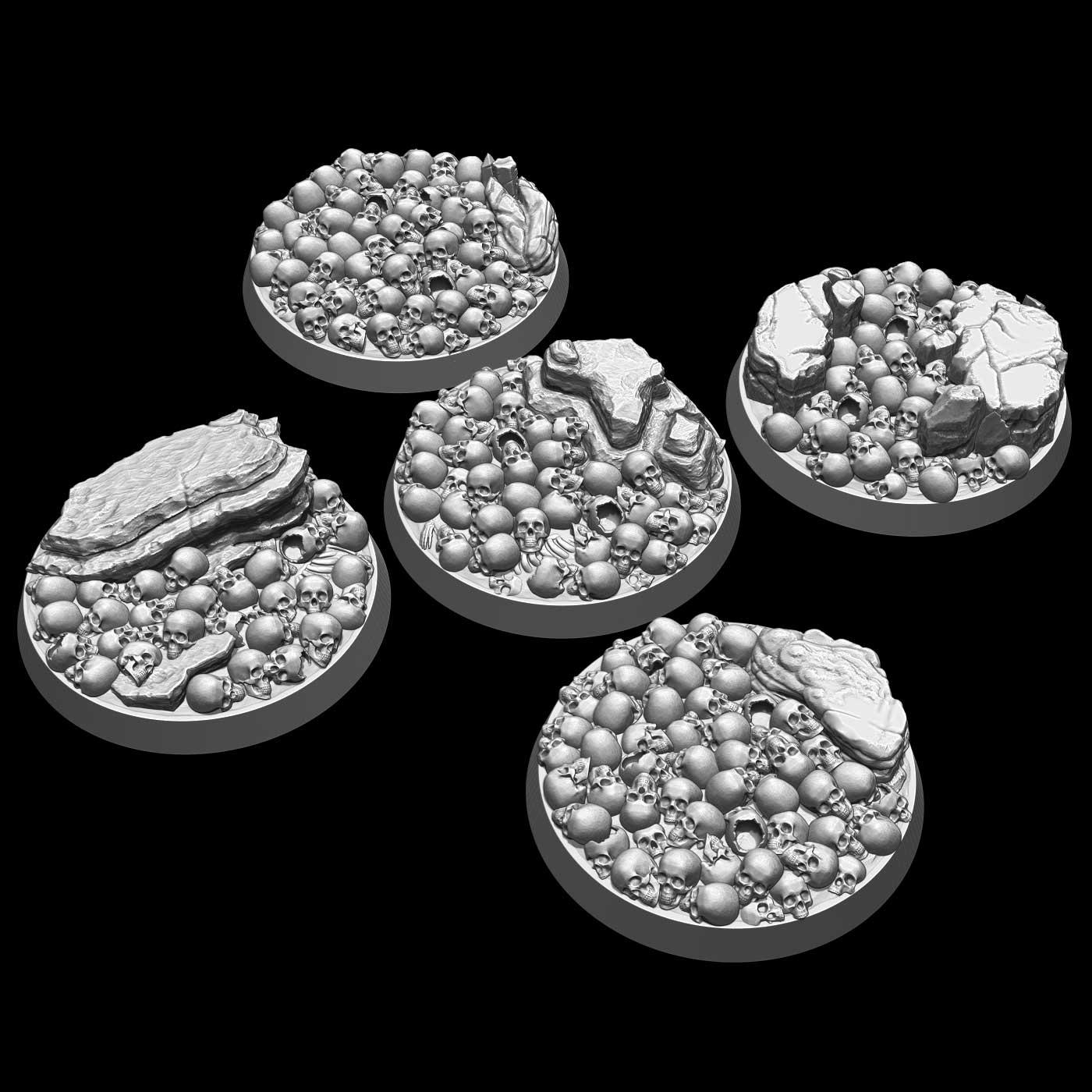 Picture of 40mm Skull Bases x5 STL file - Main Image