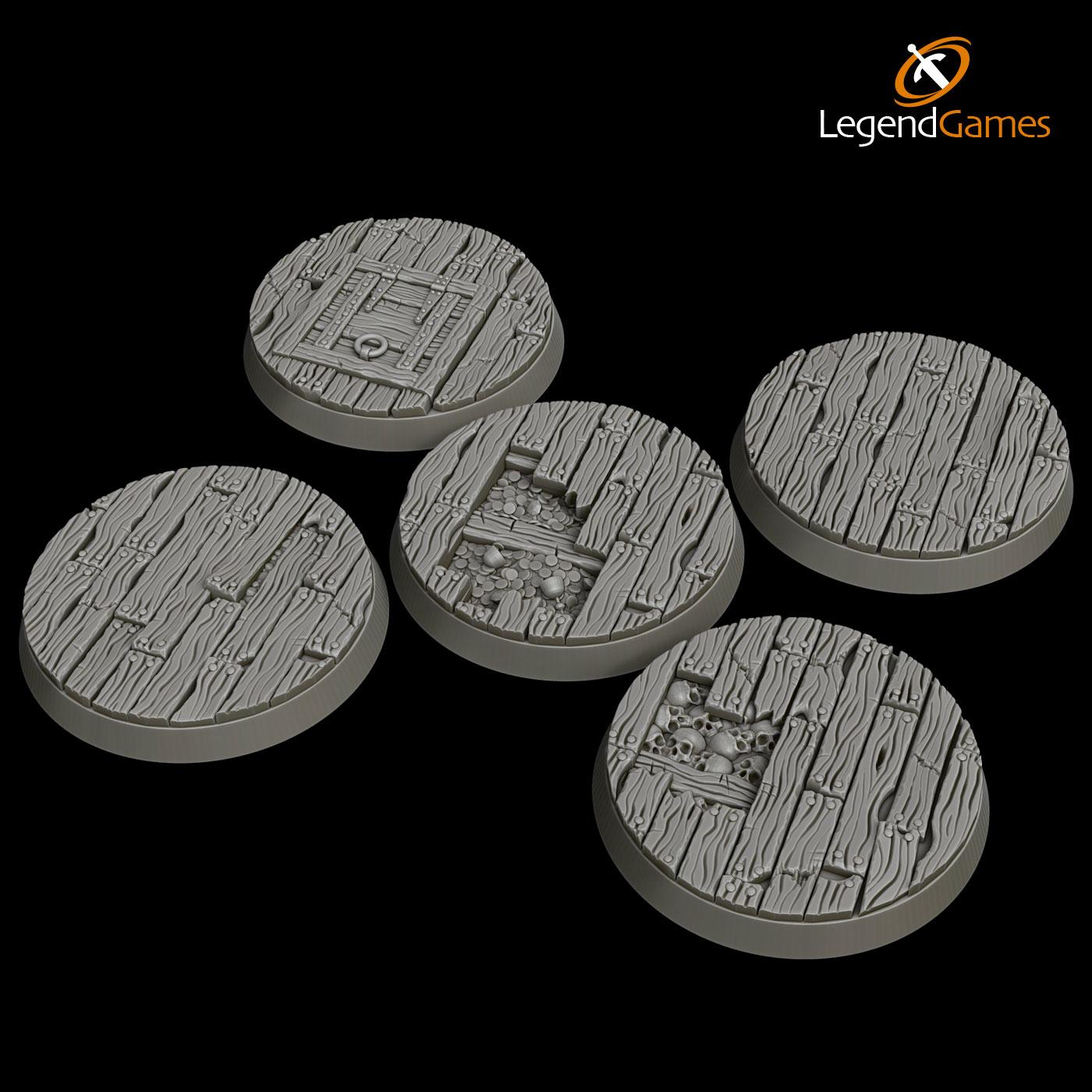Picture of 40mm round wooden plank 'feature' figure bases STL file - Main Image