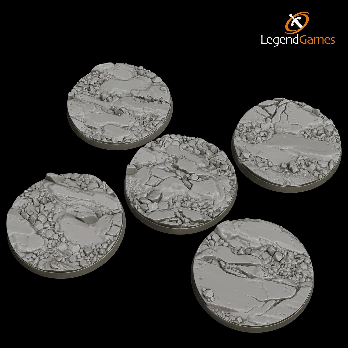 Picture of 60mm Natural Rock and Stone bases x5 - STL file - Main Image