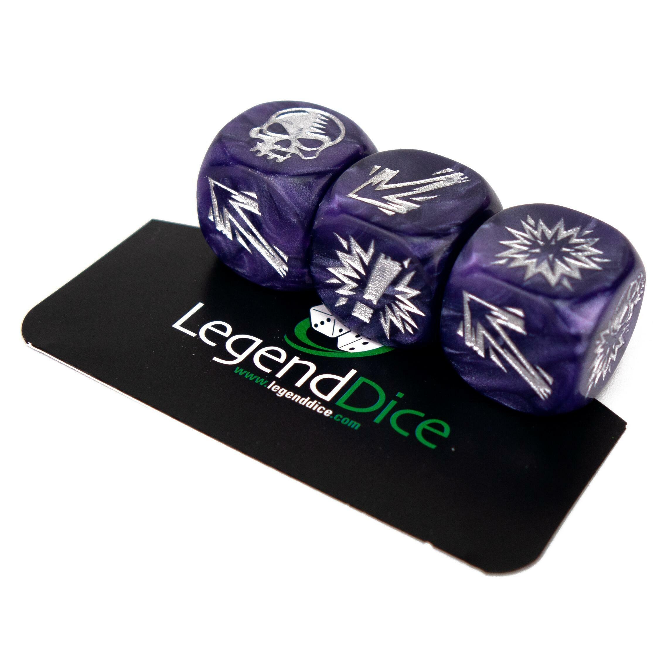 Picture of Blocking Dice Set - Pearl Purple (Silver) with bag