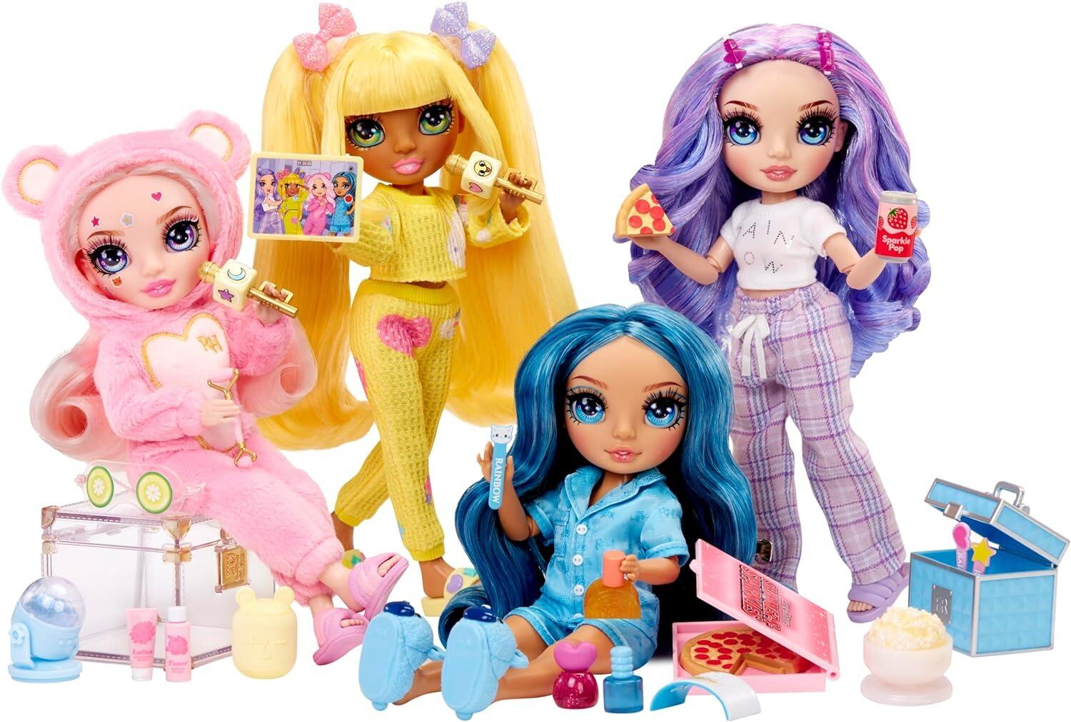 Rainbow High Jr High PJ Party- Bella (Pink) 9” Posable Doll with Soft Onesie, Slippers, Play Accessories