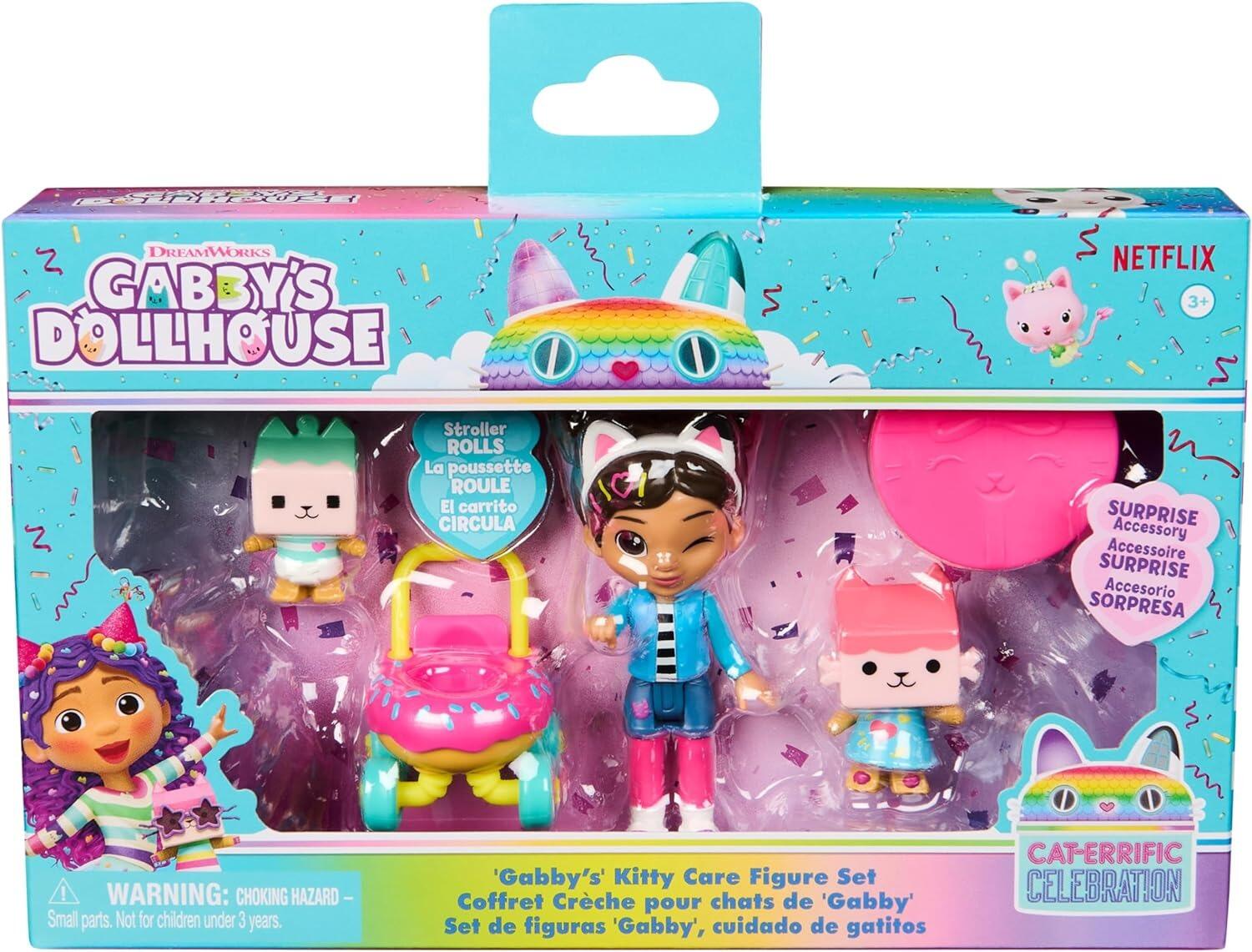 Buy Gabby's Dollhouse, Kitty Care Figure Set with Gabby, Baby Box, Baby ...