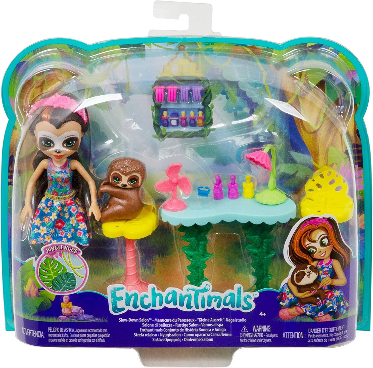 Enchantimals Slow-Down Salon Nail and Spa Playset, with Sela Sloth Doll