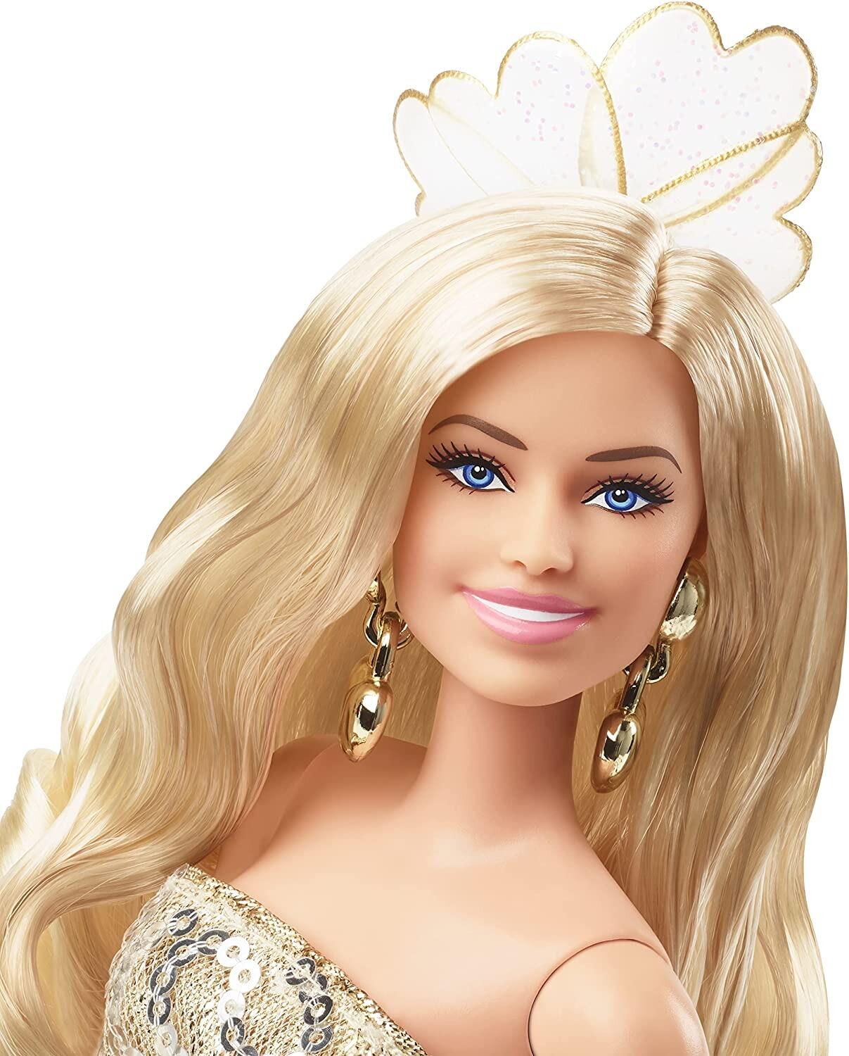 Buy Barbie The Movie Doll, Margot Robbie as Barbie, Collectible Doll Wearing Gold Disco Jumpsuit