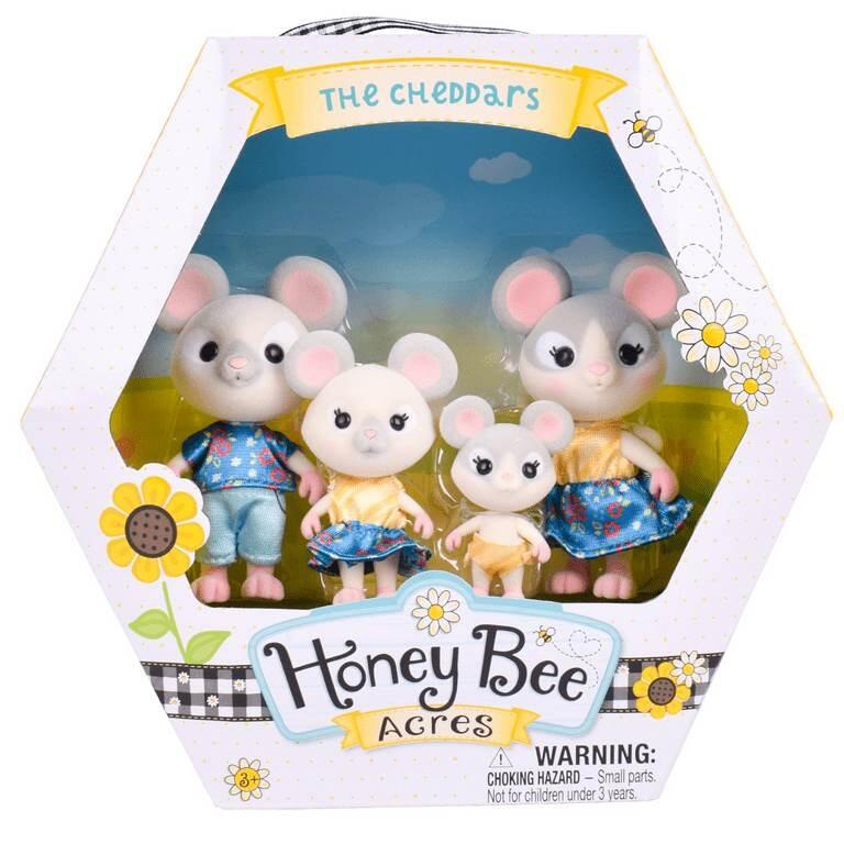 Honey Bee Acres The Cheddars Mouse Family, 4 Miniature Doll Figures