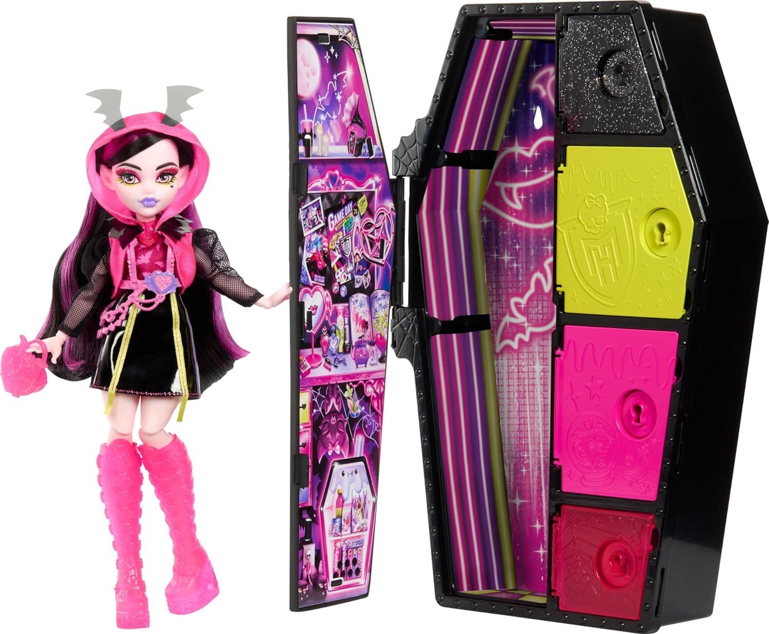 Monster High Doll and Fashion Set, Draculaura Doll, Skulltimate Secrets: Neon Frights