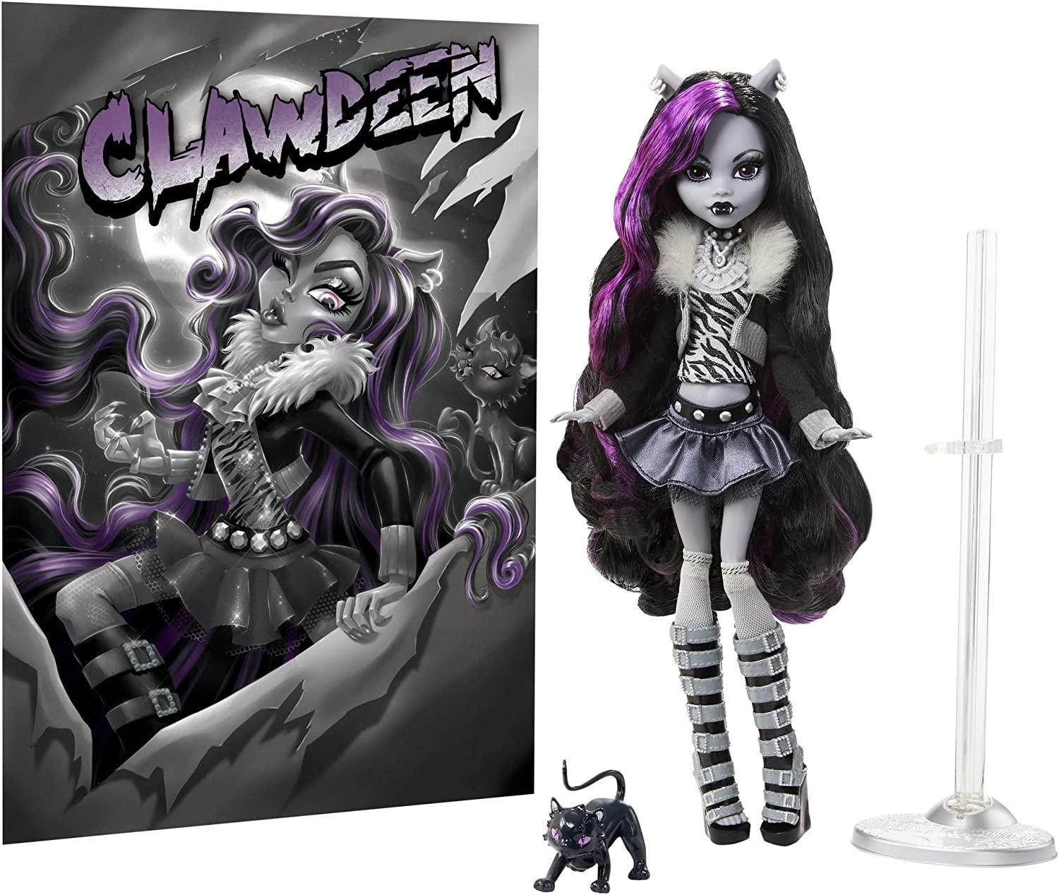 Monster High Doll, Clawdeen Wolf in Black and White, Reel Drama Collector  Doll