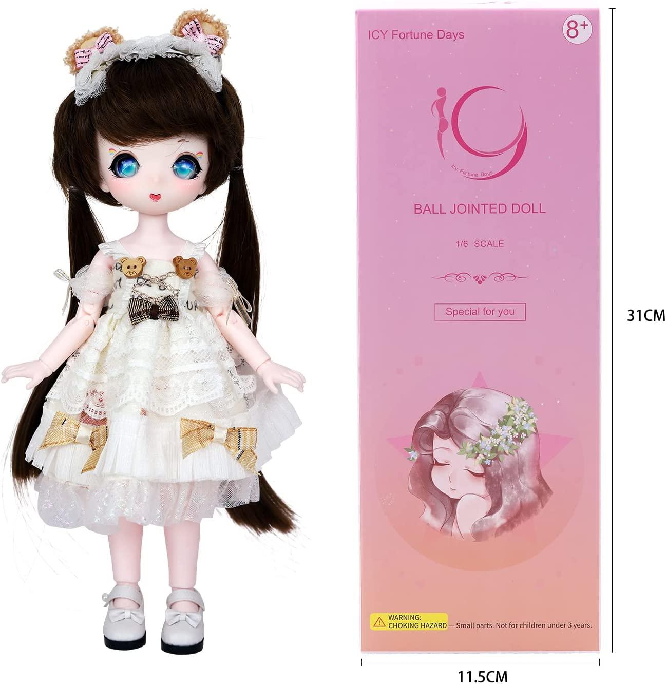 ICY Fortune Days Jingles Anime Style Ball Jointed Doll, Including Wig, Makeup, Removable Head
