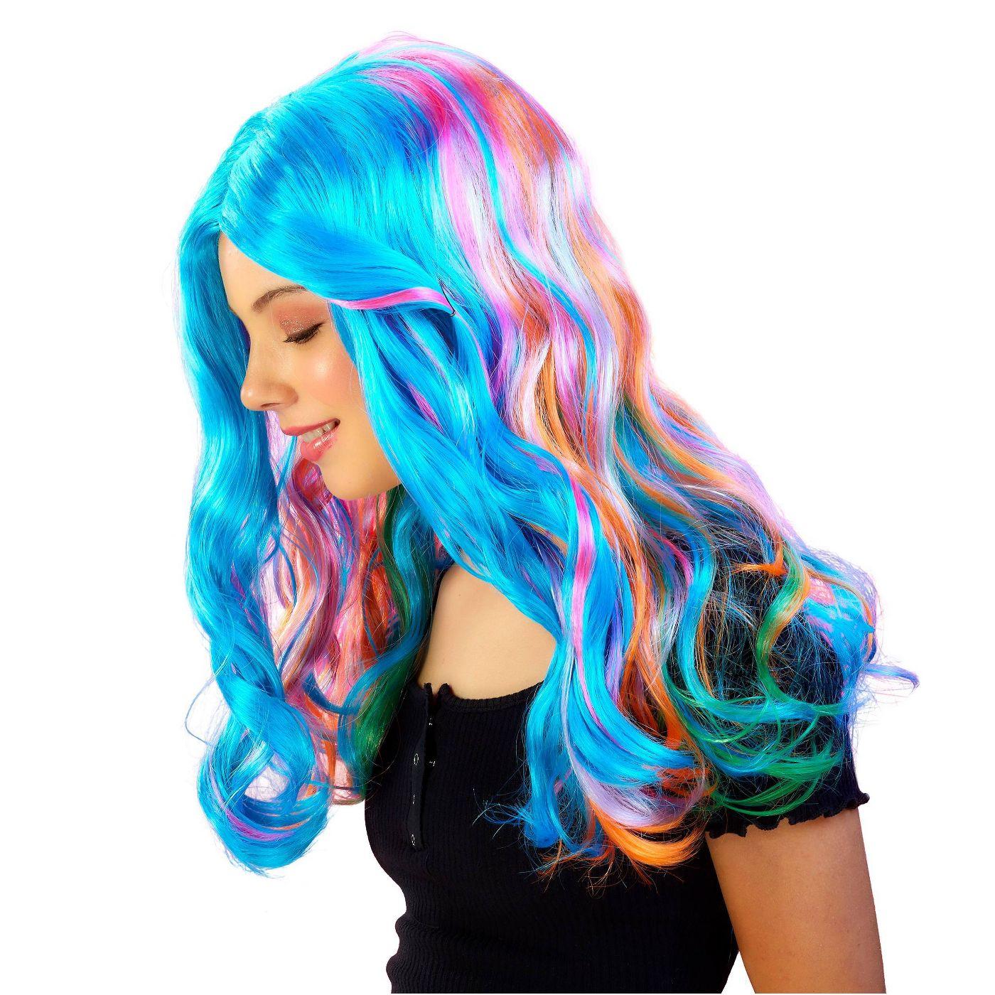 Rainbow wig clearance long