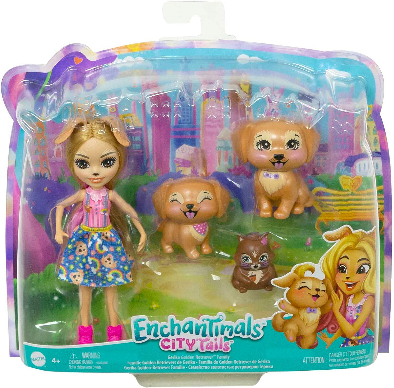 Enchantimals Dog Girl Gerika Golden Retriever Doll with adorable features and removable outfit for imaginative play.