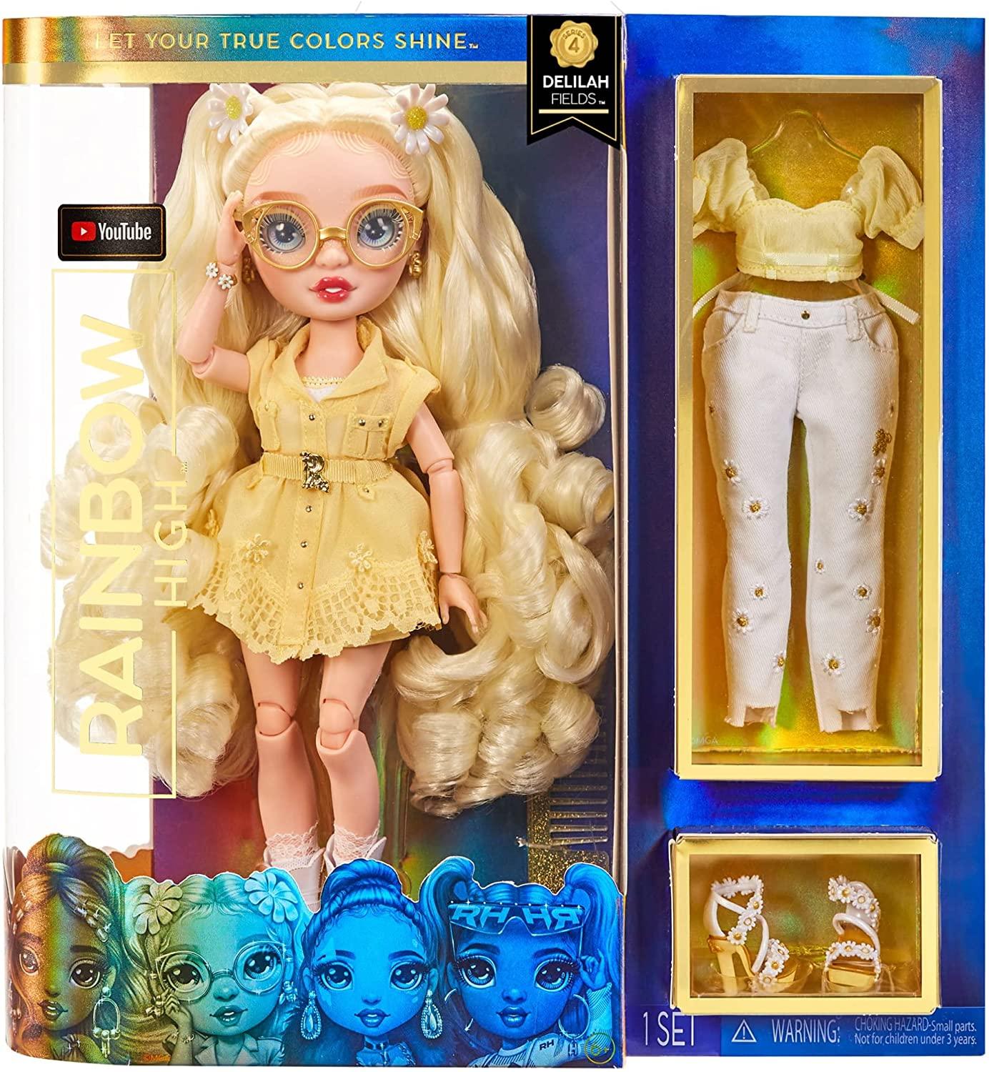 Rainbow High - DELILAH FIELDS - Buttercup Yellow Fashion Doll with Albinism & Glasses