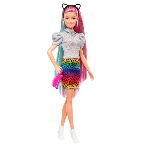 Buy Barbie Leopard Rainbow Hair Doll with Colour-Change Feature| Barbie ...