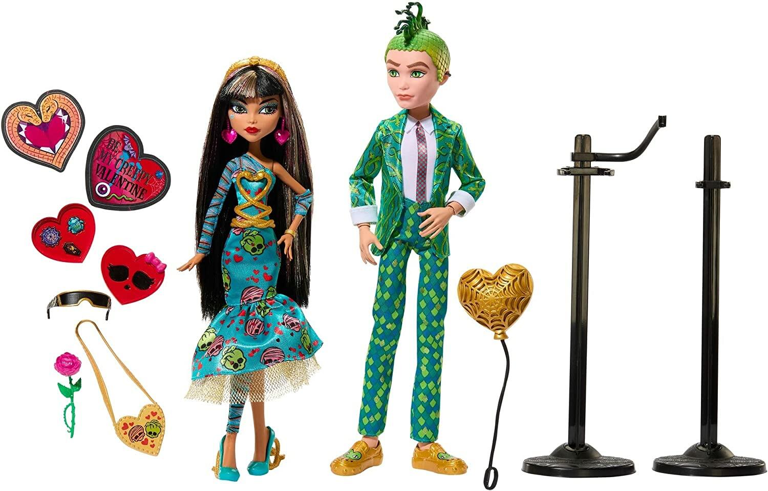 Monster High Dolls, Cleo De Nile and Deuce Gorgon Two-Pack, Valentine’s Day Collector Dolls
