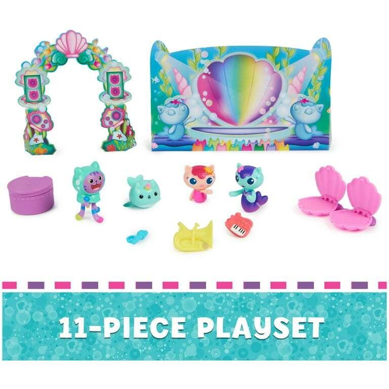 Gabby’s Dollhouse, Mermaid-lantis Figure Set with 4 Toy Figures and Dollhouse Furniture