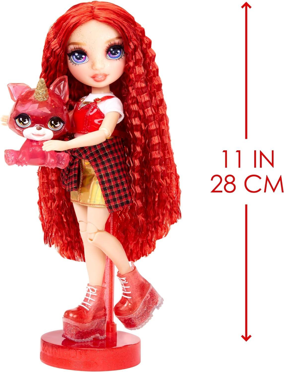 Rainbow High Ruby (Red) with Slime Kit & Pet - Red 11” Shimmer Doll with  DIY Sparkle Slime, Magical Yeti Pet and Fashion Accessories