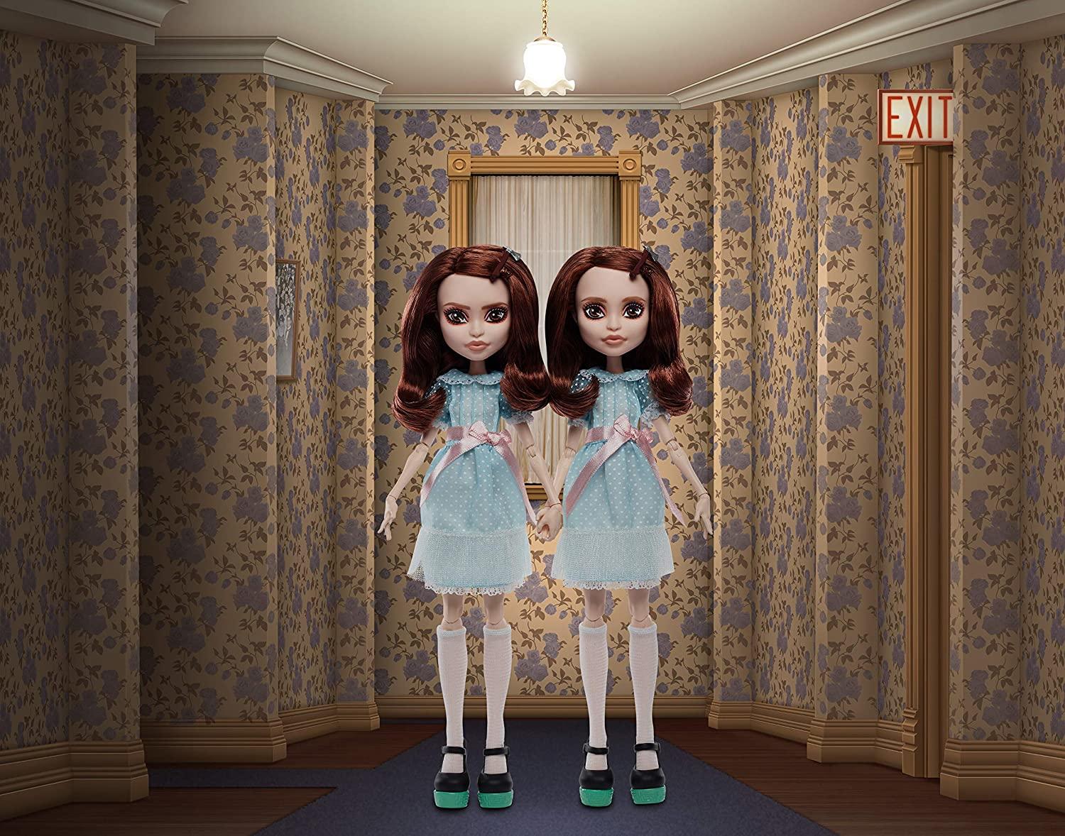Monster High The Shining Grady Twins Collector Doll 2-Pack, 2 Collectible Dolls (10-inch) in Fashions and Film-Inspired Accessories, with Doll Stands,