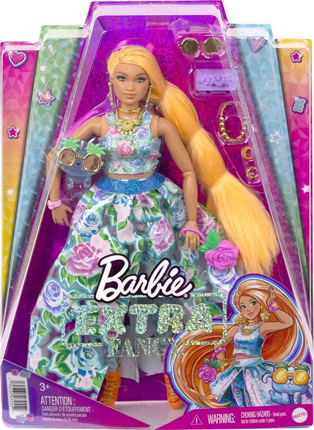 Buy Barbie Extra Fancy Doll in Floral Leggings & Orange Hair, Extra ...