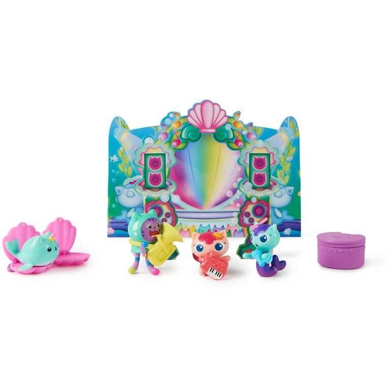 Gabby’s Dollhouse, Mermaid-lantis Figure Set with 4 Toy Figures and Dollhouse Furniture