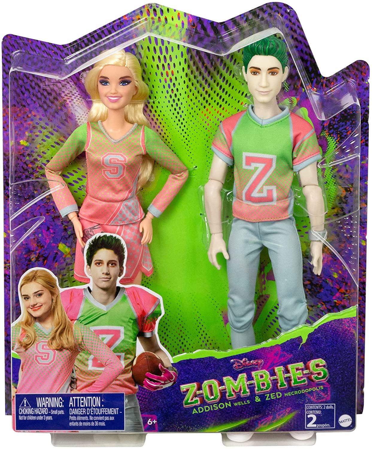 Zombies Disney 2-Pack, Addison Cheerleader and Zed Football Player Dolls