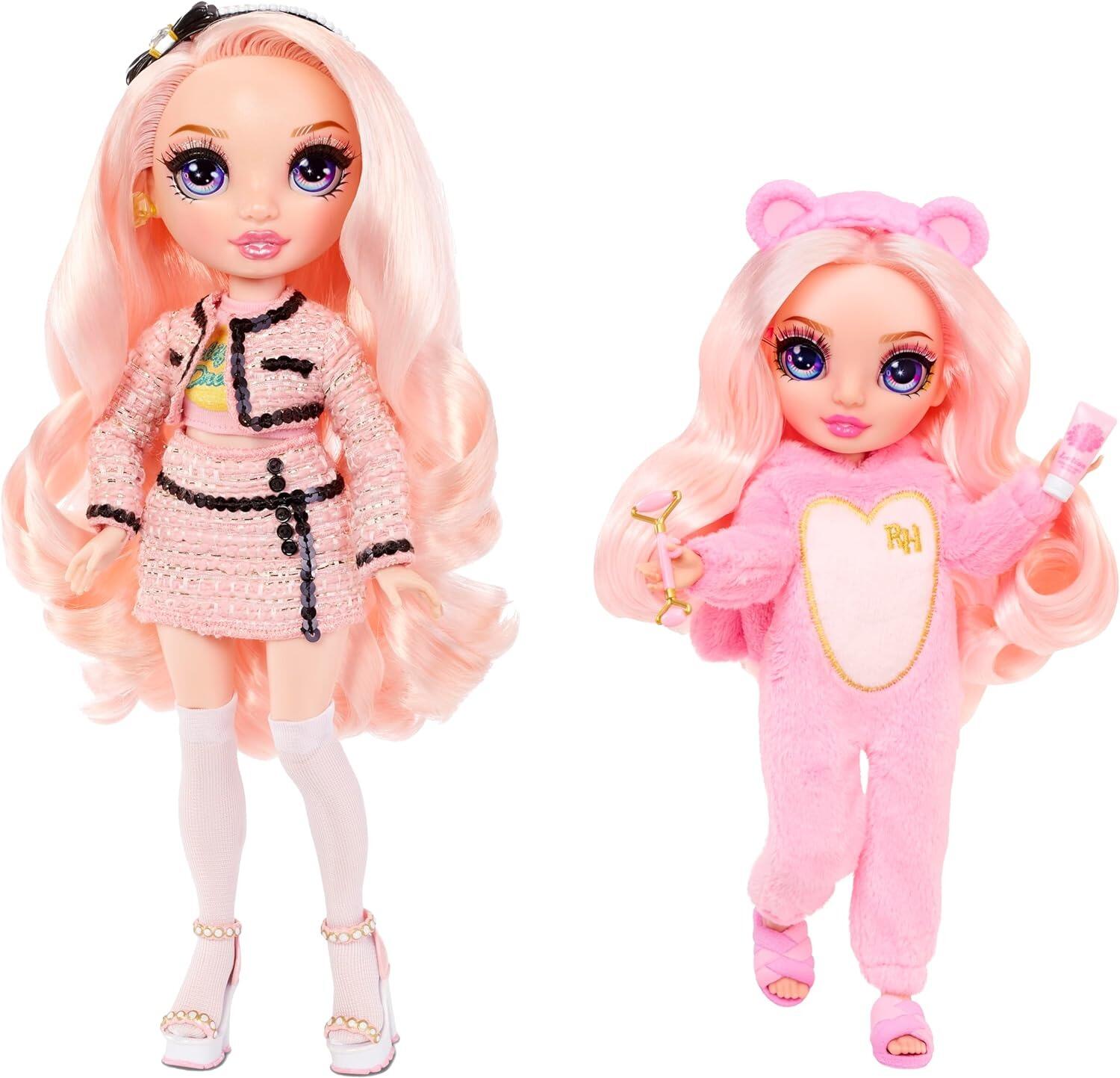 Rainbow High Jr High PJ Party- Bella (Pink) 9” Posable Doll with Soft Onesie, Slippers, Play Accessories