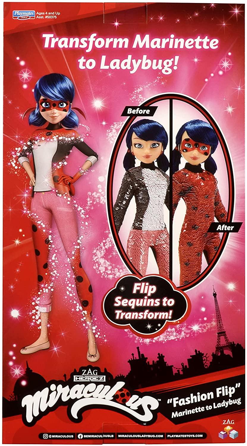  Miraculous Fashion Flip Adrien to Cat Noir 10.5” Action Doll  Sequins : Toys & Games