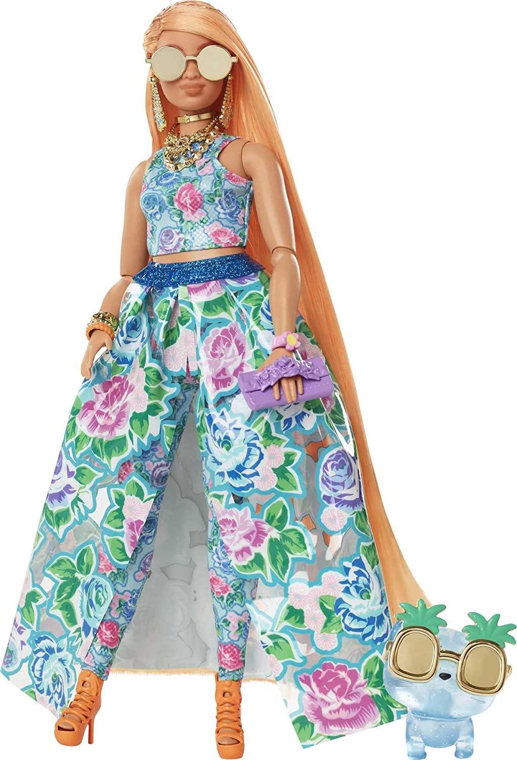 Buy Barbie Extra Fancy Doll in Floral Leggings & Orange Hair, Extra