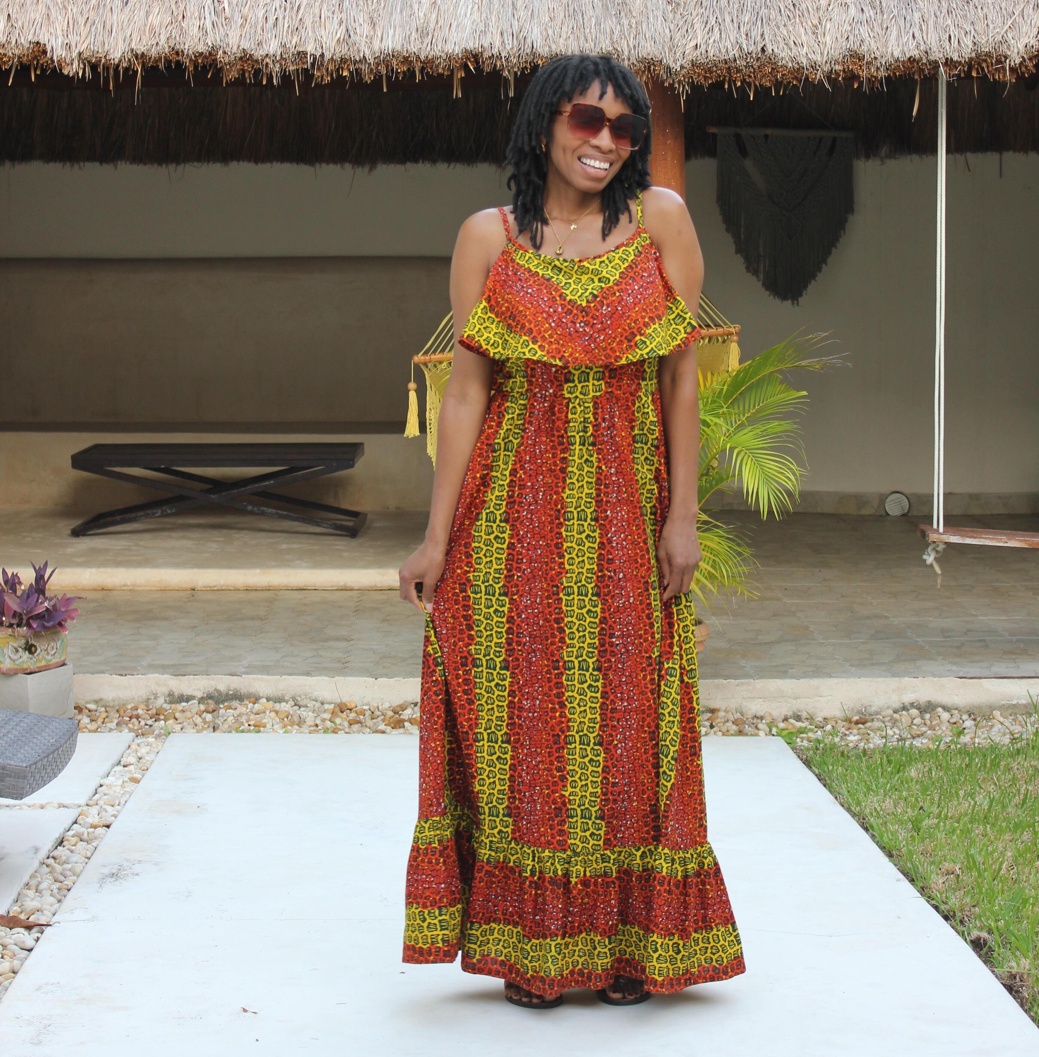 chinese dress ladies African Ankara sequence Zara Maxi Dress – OgeFashion main image 0
