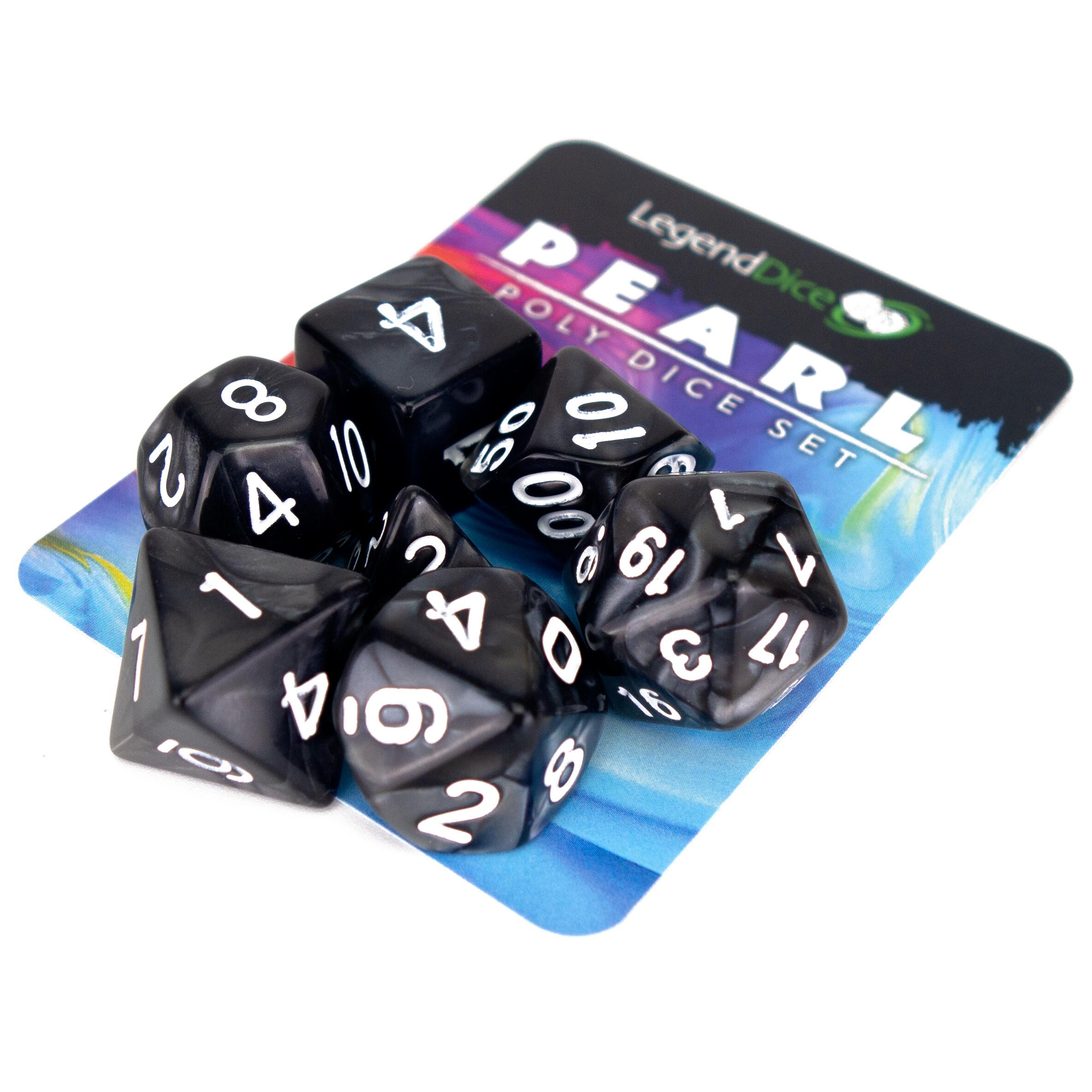 Poly Dice Set - Pearl - Black (white)